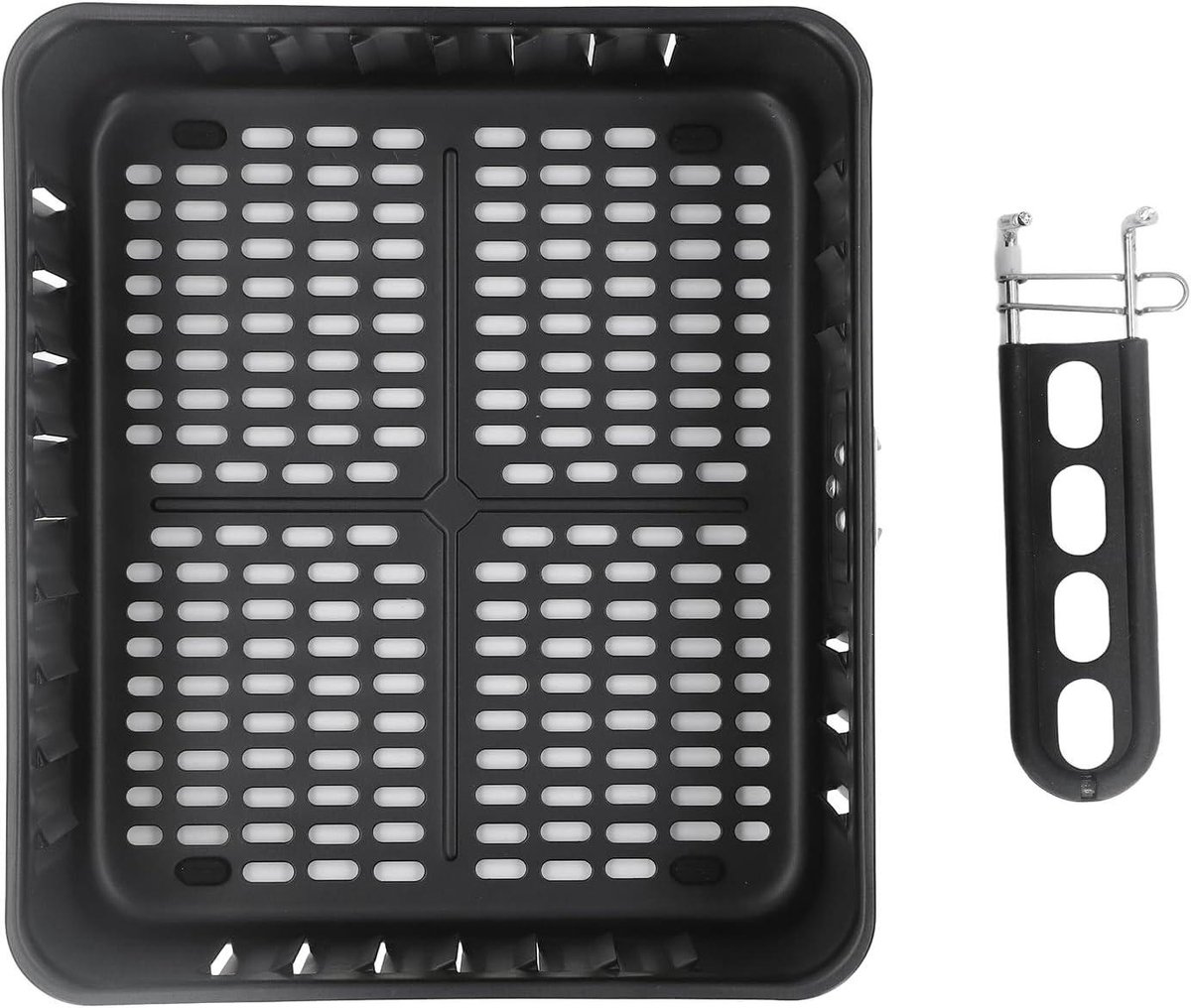Luchtfriteuse Grillpan 6L - Antiaanbaklaag - Roestvrijstalen vierkante frituurmand - Vaatwasmachinebestendig