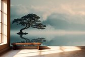 Peel & stick Fotobehang - Serene Waters: Tree Reflection Art - 250x200 centimeter