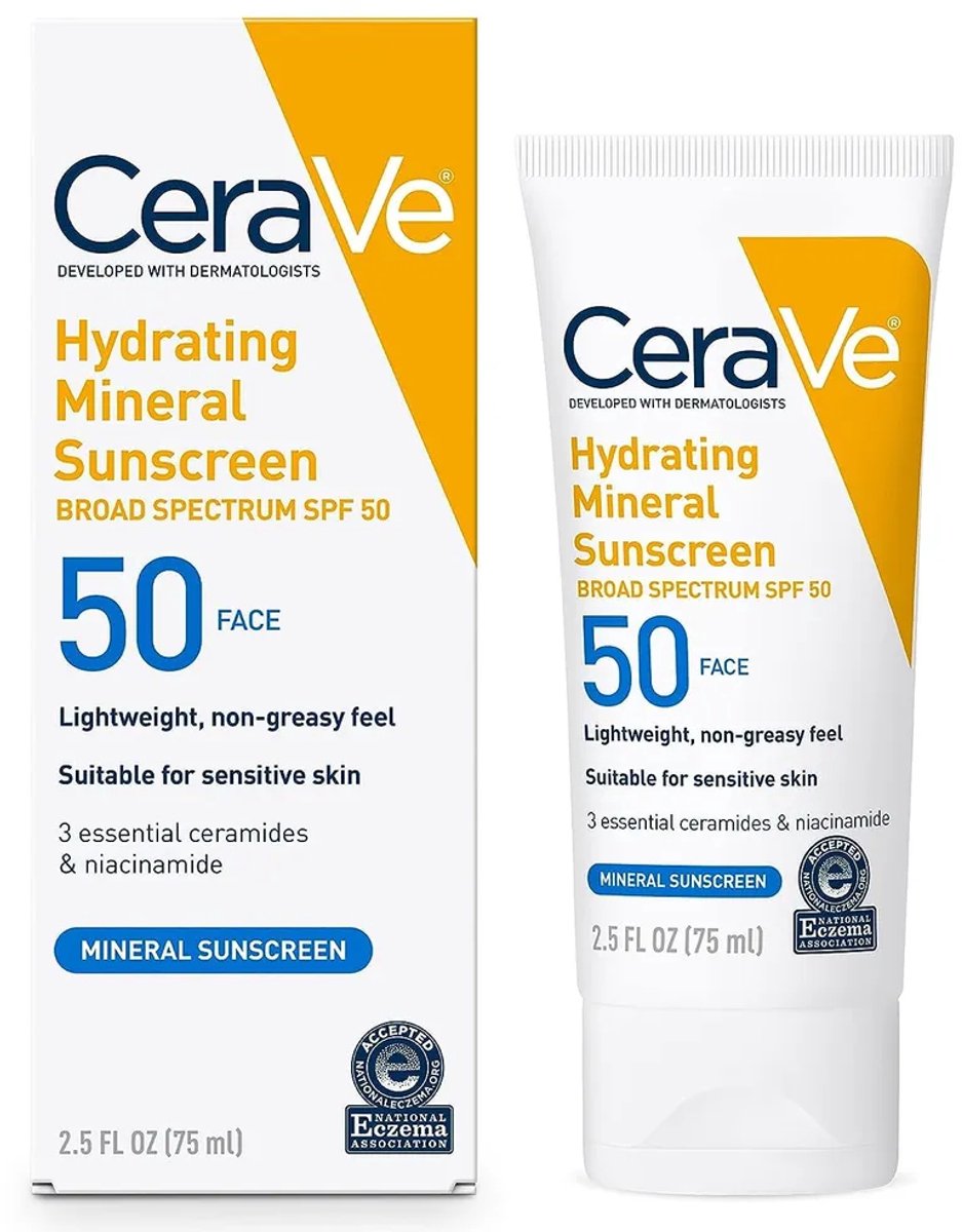 Goedkoopste CeraVe Hydraterende minerale zonnebrandcrème SPF 50 gezichtslotion - 75ml - gezichtscrème