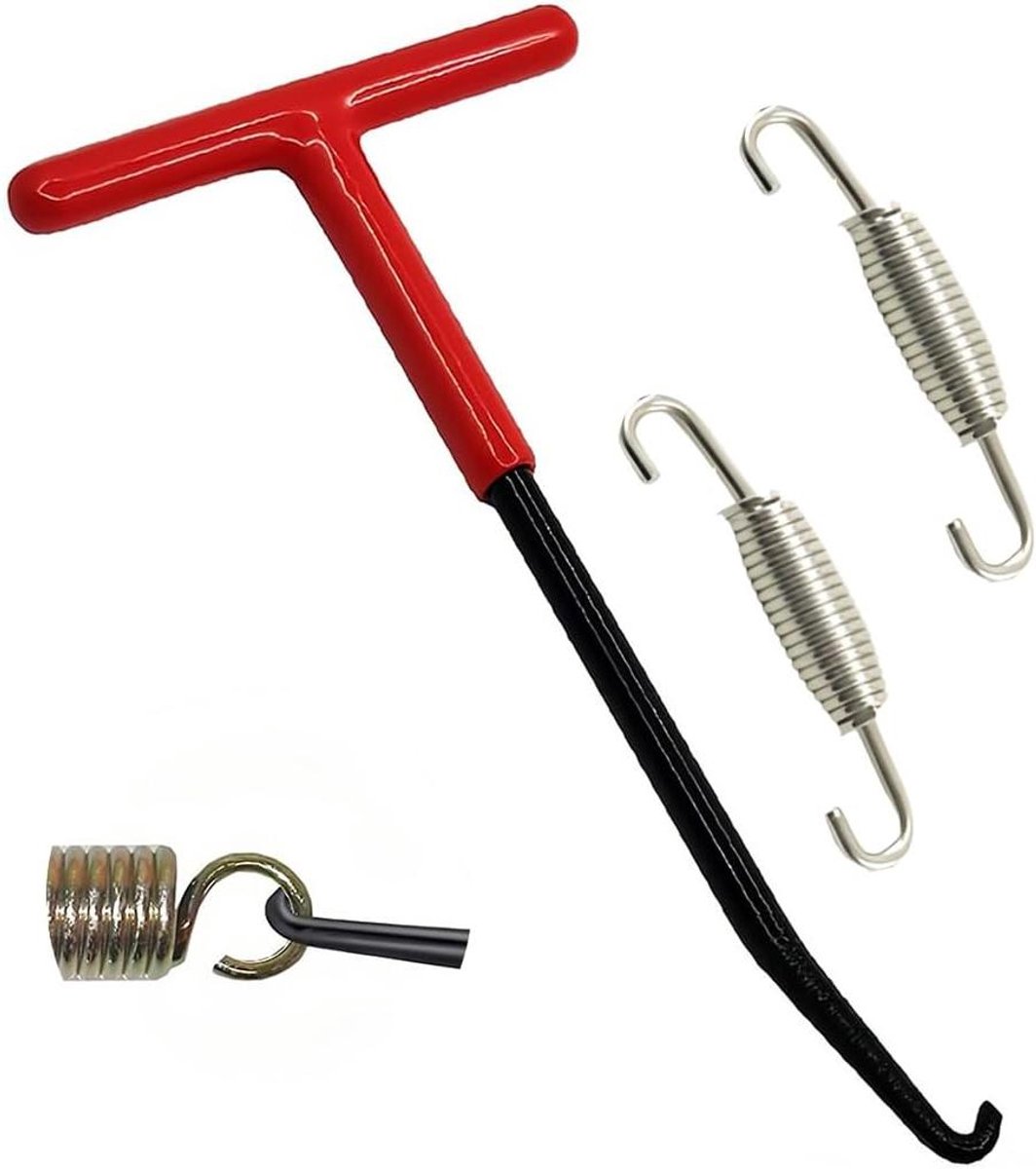 Allecto Plus - Uitlaatveer voor motorfiets T-handgreep veerhaak veerrem haak 16 x 8 cm - motorfiets bromfiets fiets - set van 2 uitlaatveren