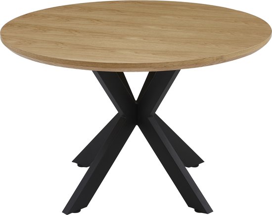 Table à Chêne Vestland – 130 cm – Pour 5 à 6 personnes – Pied araignée en métal – Design industriel