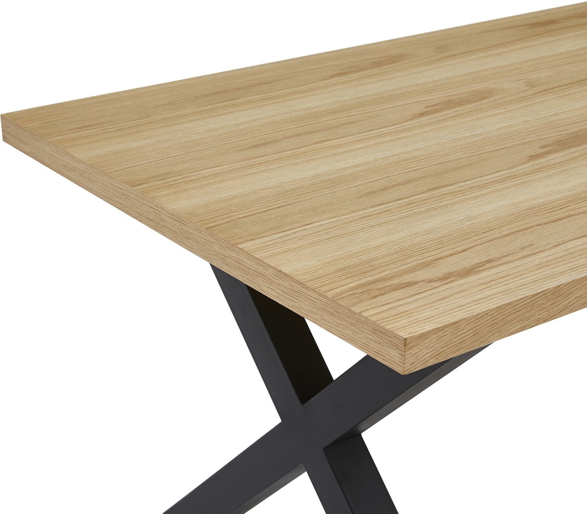 Vestland Eiken Eettafel 220x100 CM - Rechthoekig - Geschikt voor 8 - 10 Personen - X-poot Metaal - Industrieel Design