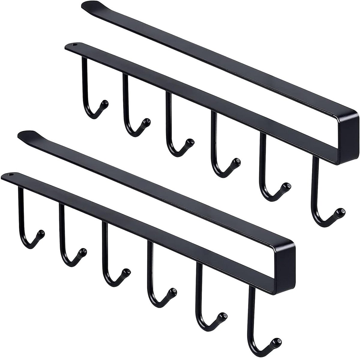 Bekerhouder voor keukenkast - Inclusief 2 stuks plankmok-hangers - Zwarte haak koffiekopjes-mokhouder met handdoekhouder - Keukenkast organiser.