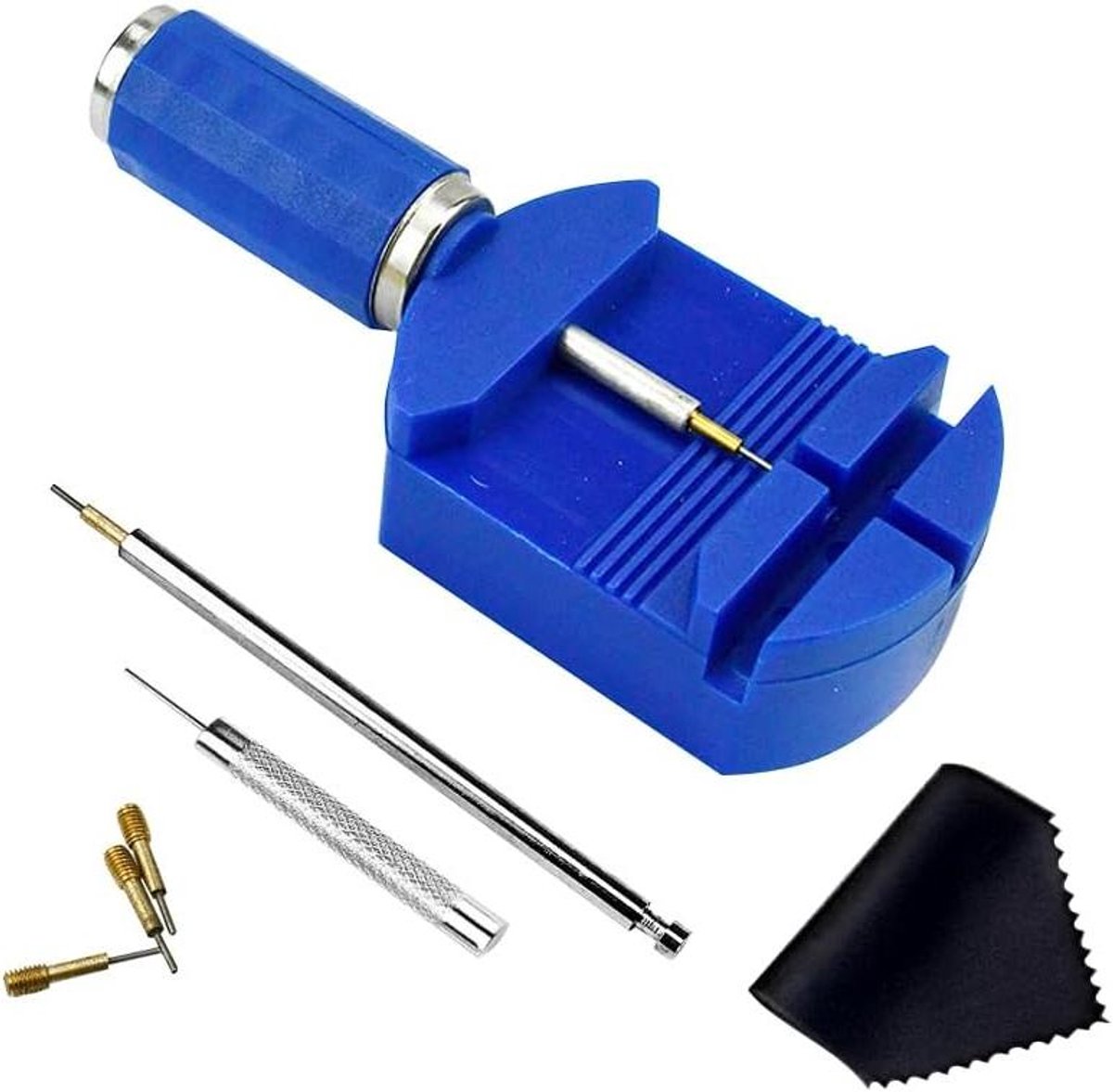 Reparatieset voor horlogemakers met pennen en stalen veerdrukkers voor horloges - Blauw-Zwart - Horlogereparatiegereedschap