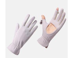 Dameshandschoenen - 22 cm lang - Polsomtrek van 15 cm - Zomerhandschoenen met UV-bescherming - Ontwerp met opening in de handpalm - 4 vingers van beide handen kunnen worden blootgesteld - Compatibel met smartphones - Koel gevoel - UPF 50+
