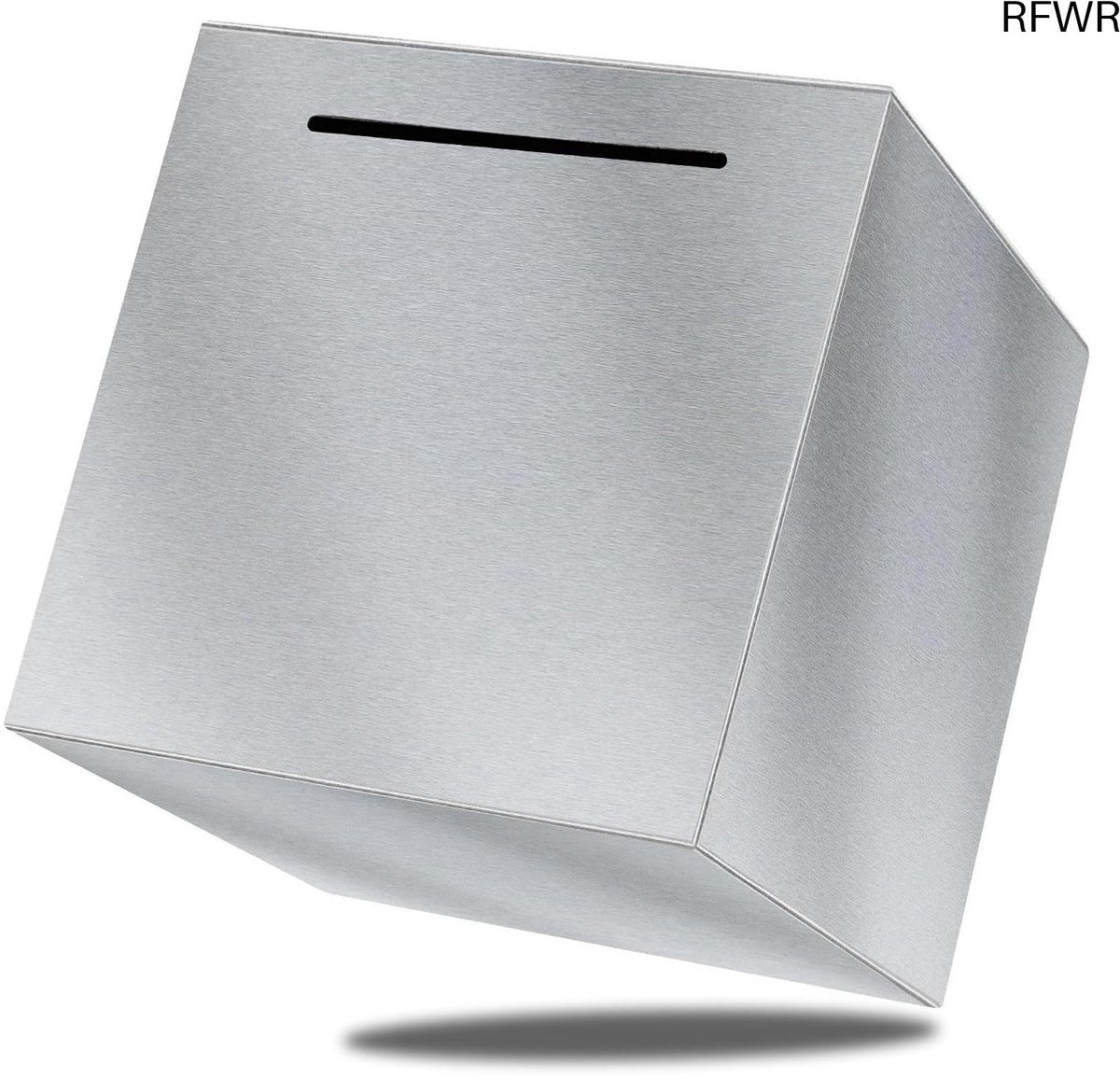 RFWR® Stijlvolle spaarpot van roestvrij staal - niet te openen spaarpot voor volwassenen en kinderen - perfect voor geldbesparing en geschenken