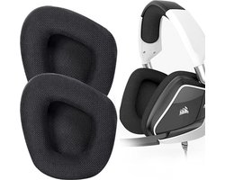 Zwarte Mesh Stof Memory Foam Oorkussentjes voor Corsair Void PRO Void Pro RGB Void Pro RGB SE Void Elite Void Elite RGB Gaming Headsets - Vervangende EarPad Kussens