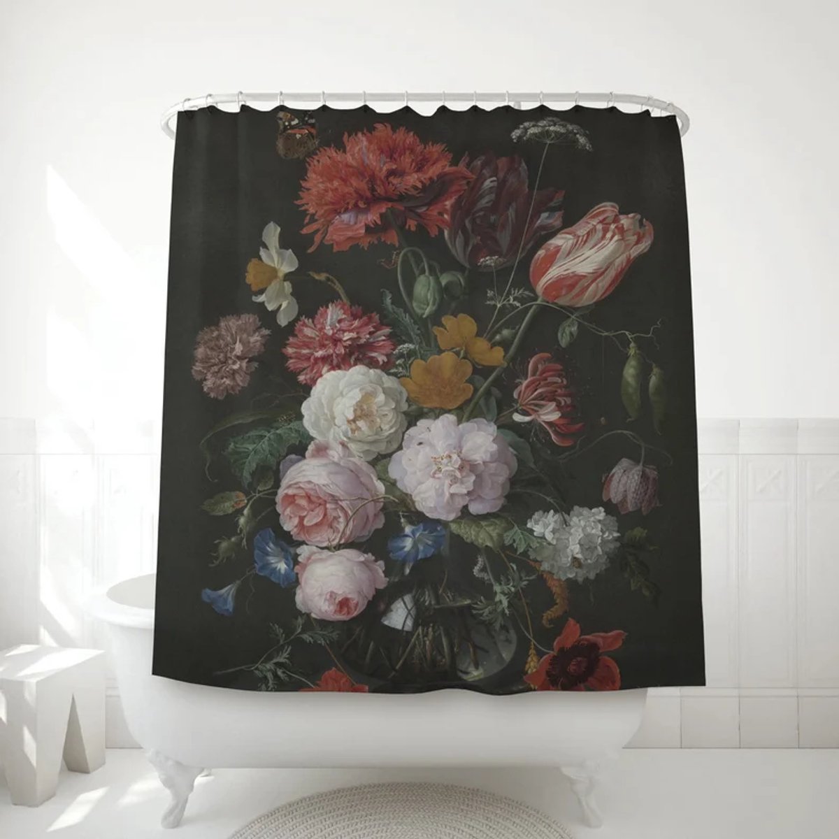 Floraweg Douchegordijn,Shower Curtain,badgordijn,badkamergordijn,Volledige printen,bloemen,beroemd schilderij ,digitale printen -Anti Schimmel - Inclusief 12 ringen -met 12 stuks douchegordijnhaken – Waterdicht -Wasbaar- Polyester - 180x200 cm