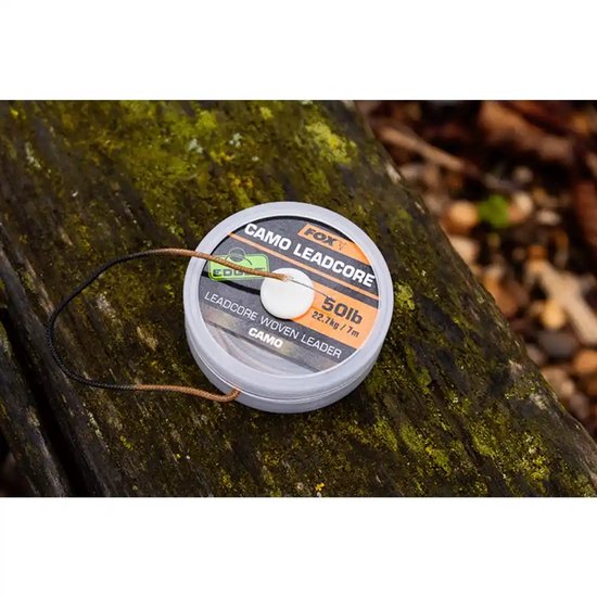 Camo Woven Leadcore Leader - 50LB Camotex Edges Fox van CAM — afbeelding 3