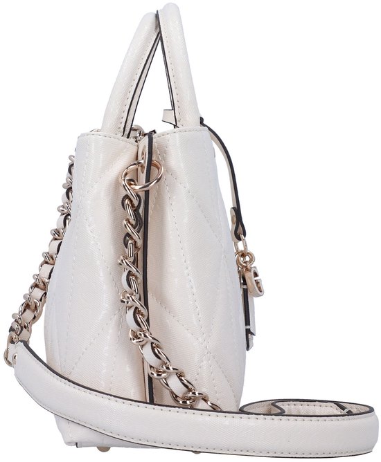GUESS sac à main sac à épaule bandoulière Aldina Girlfriend Satchel Cream White écru