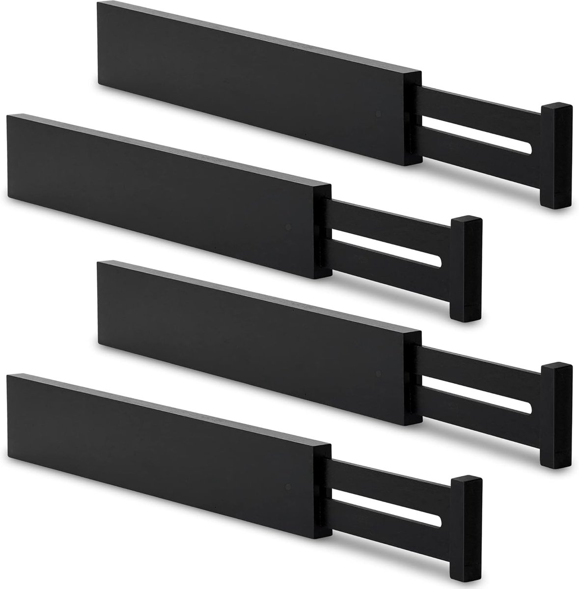 BOTC Ladeverdeler - Lade Organizer - Verstelbaar 43–56 cm - 4 Stuks - Zwart