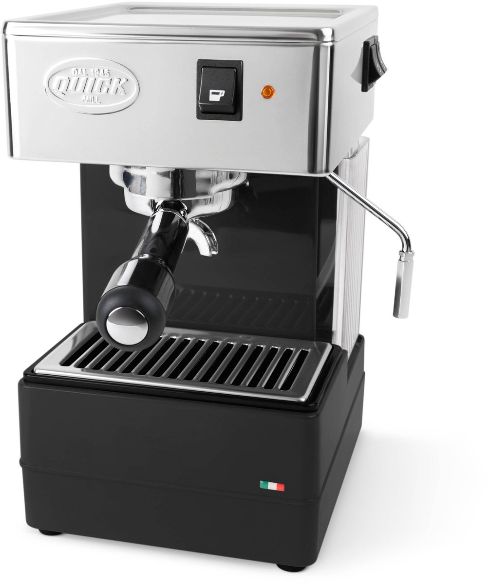Quick Mill 820 zwart piston espressomachine benelux met tamper