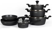 Ensemble de poêles à induction Royalty Line® FD10B - Ensemble de poêles de Luxe 10 pièces - Avec poignée en Siliconen - Casseroles et poêles adaptées à toutes sources de chaleur - Revêtement antiadhésif - Zwart
