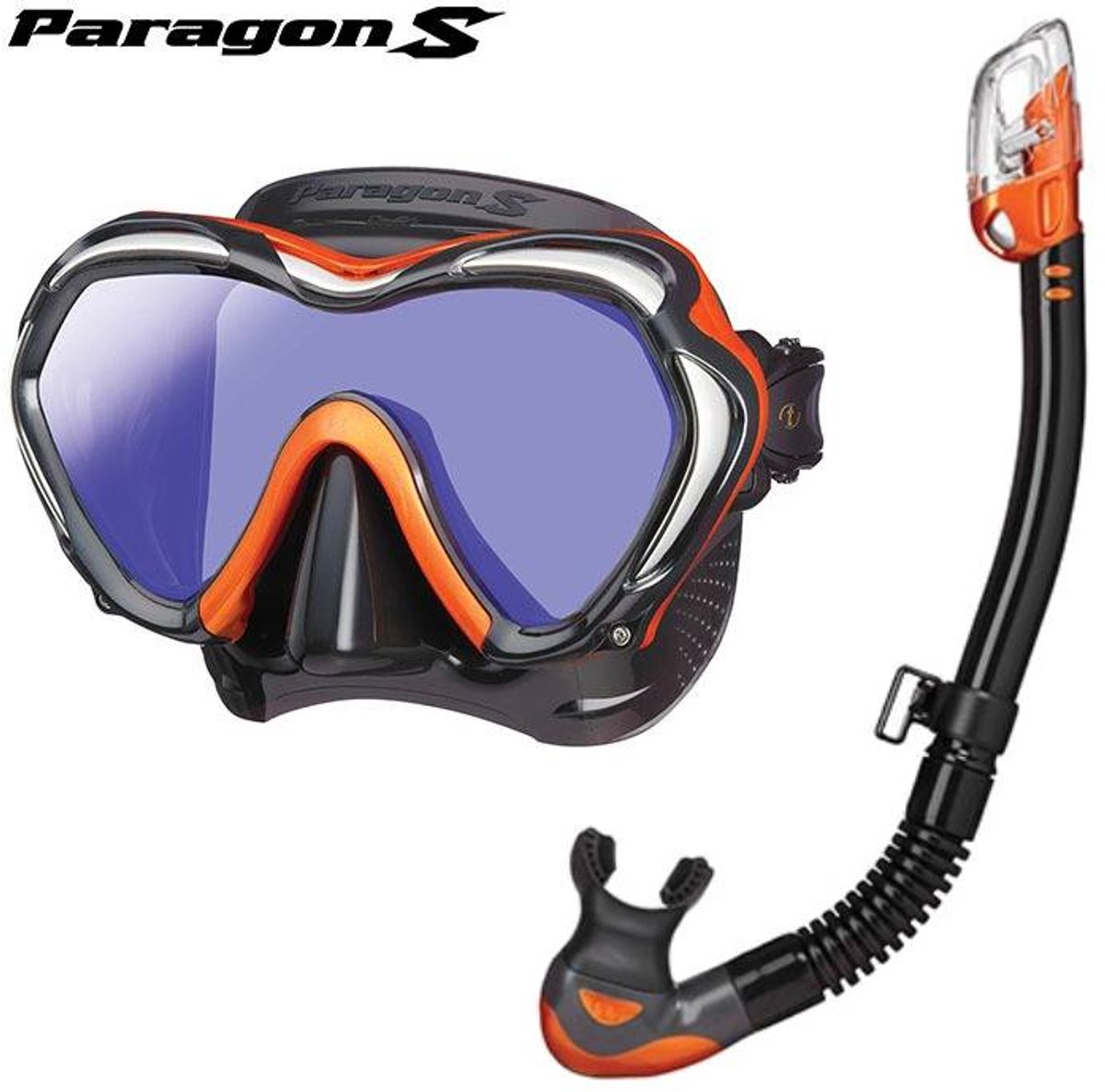 TUSA Paragon S Duikmasker + TUSA Hyperdry Elite II Snorkel – Premium Set - Energy Orange