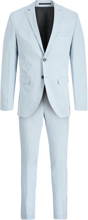 Lichtblauw herenpak met colbert en broek, staand model.