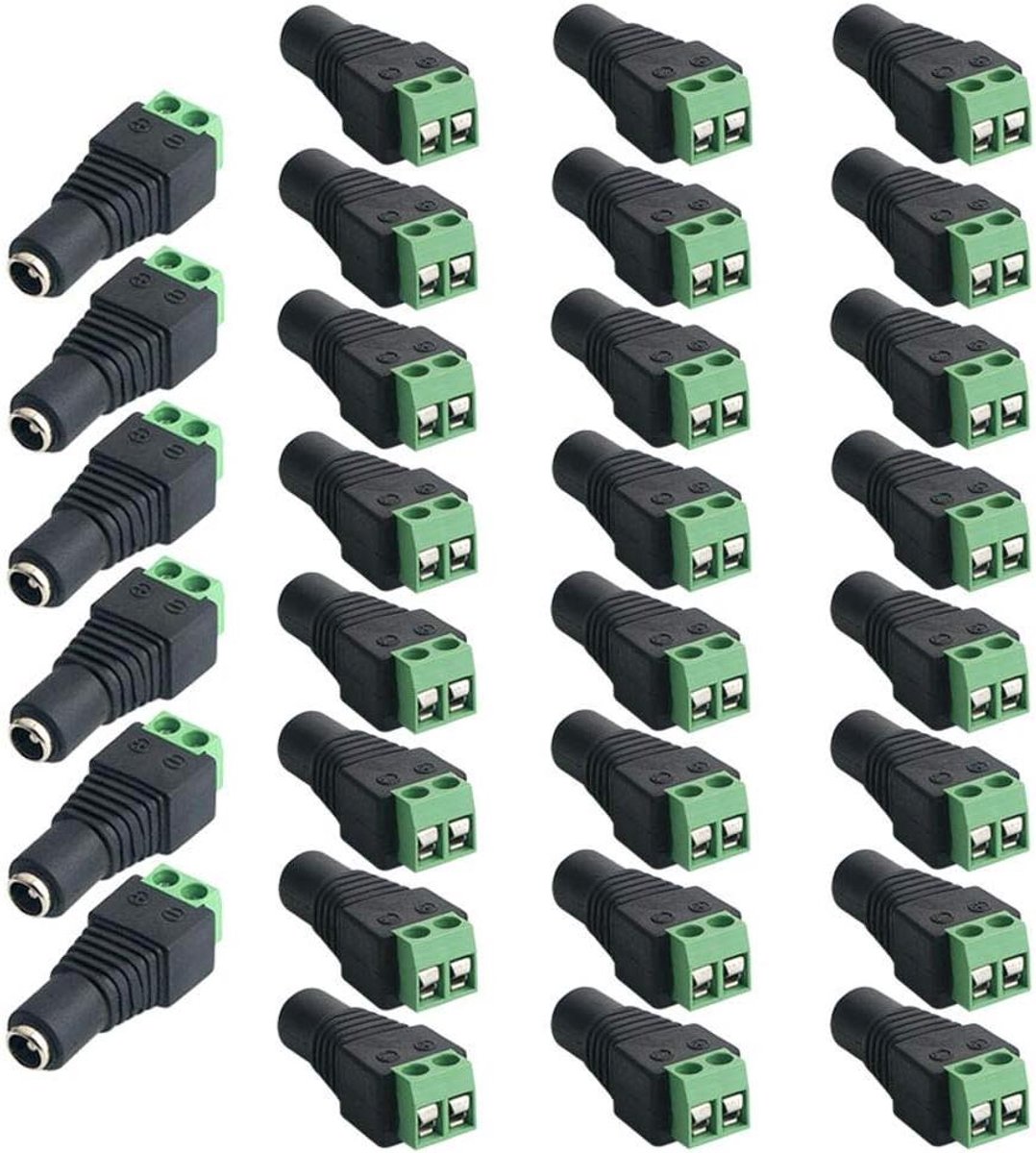 Set van 30 DC-connectoren 5,5 x 2,1 mm - 2-pins - Geschikt voor videobewaking en LED-strips
