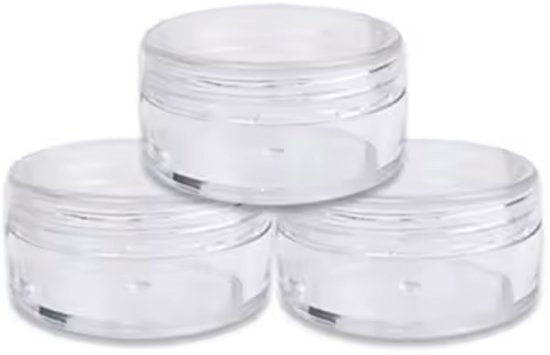 Pot à pommade Premium - 3 pièces - 4 ml - Mini pot en plastique - Pots cosmétiques - 3 g - Transparent - Couvercle - Bouchon à vis - Bouchon à vis