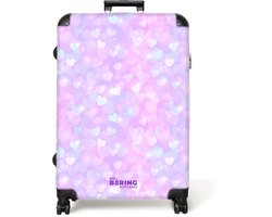 NoBoringSuitcases.com NoBoringSuitcases.com® - Koffer groot - Reiskoffer lichtgewicht - Hartjes - Pastel - Romantisch - Rolkoffer met 4 wielen - Grote trolley XL - 98 liter bagage