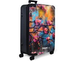 NoBoringSuitcases.com NoBoringSuitcases.com® - Koffer groot - Reiskoffer lichtgewicht - Bloesemtakken op kleurrijke achtergrond - Rolkoffer met 4 wielen - 98 liter bagage