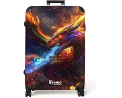 NoBoringSuitcases.com NoBoringSuitcases.com® - Koffer groot - Reiskoffer lichtgewicht - Draak - Vuur - Magisch - Rolkoffer met 4 wielen - Grote trolley XL - 98 liter bagage
