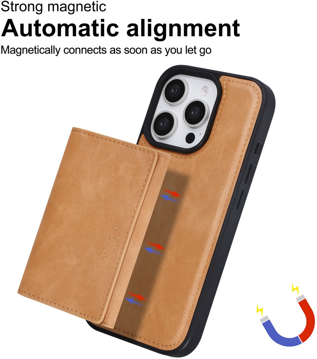 TUNIQ Back cover - iPhone 16 Pro - Goud - Met afneembare pasjeshouder