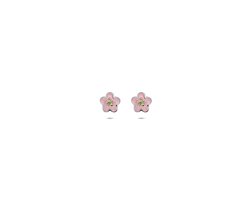 Lev Sieraden 925 Zilveren oorknoppen emaille bloem zirkonia 5 mm kinder oorbellen