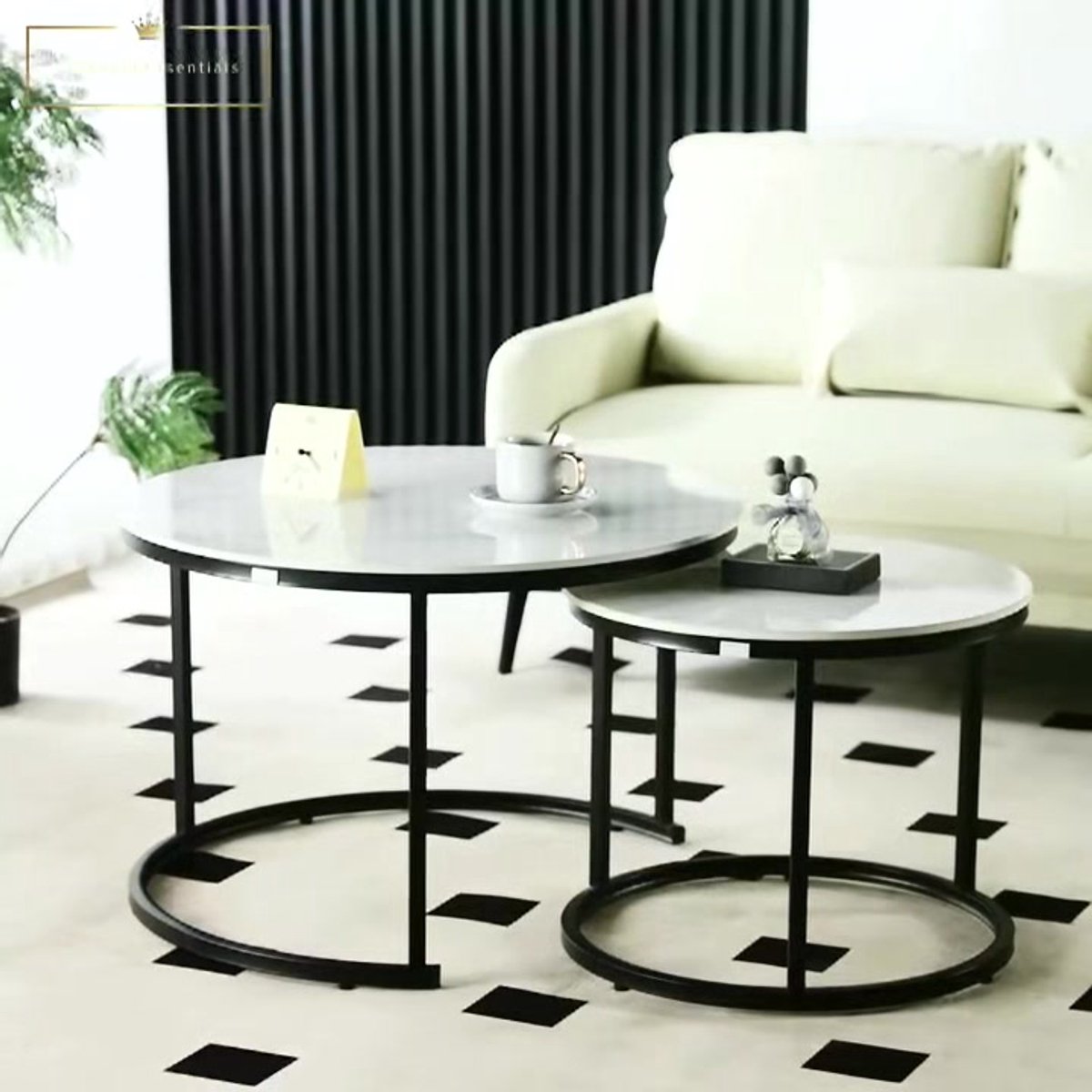 HOCUS PICUS C-Tafel voor Woonkamer – 57x40x30cm – Bijzettafel met 2 Lagen – Koffietafel – (Eiken - Antraciet