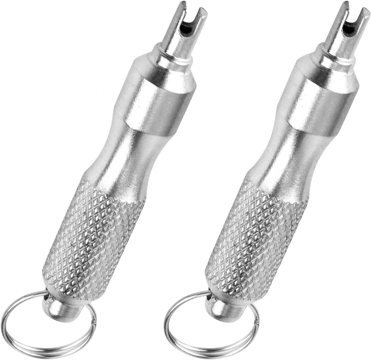 Allecto Plus - Valve Core Verwijderingsgereedschap Set van 2 Stuks van Roestvrij Staal - Geschikt voor Vrachtwagen, Auto en Fietsband Reparatie - Zilverkleurig - Bandenventielsleutel - Eenvoudig Monteren en Repareren