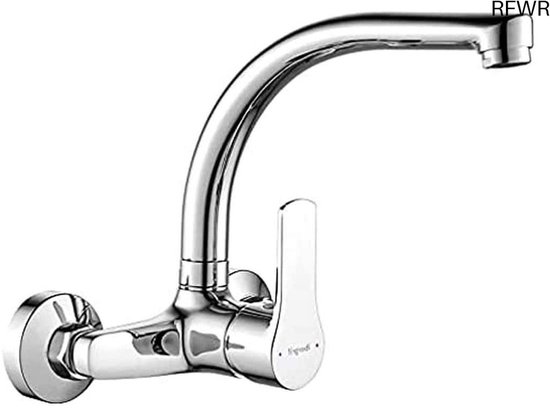 Keukenkraan Messing Antieke Wandmontage, Wand Tweegreeps Gootsteen Keukenarmatuur, 360° Draaibaar Bronzen Gootsteenkraan voor Keuken, Bad en Wastafels (20 cm Uitloop