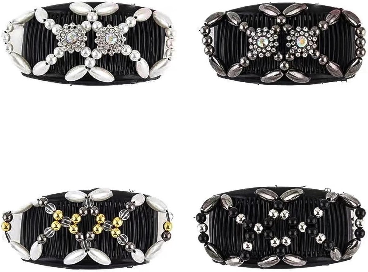 Elastische haarkammen - Magische haaraccessoires - 4 stuks