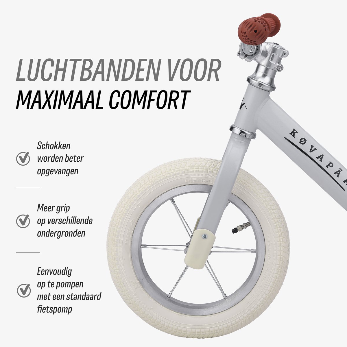 Køvapää - Loopfiets - Met Naamsticker - loopfiets 2 jaar - luchtbanden - 12 inch - Grijs — afbeelding 7