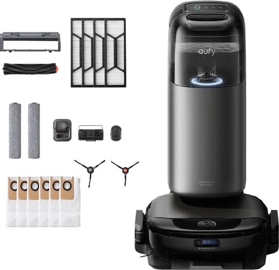 eufy Clean S1 Pro Robotstofzuiger + Vervangingssets All-in-One Station met dweilfunctie - Robot Vacuum -- 8.000 Pa Zuigkracht, Slimme Obstakelvermijding, Multi-Level Mapping, Automatische dweilterugtrekking, Perfect voor dierenharen