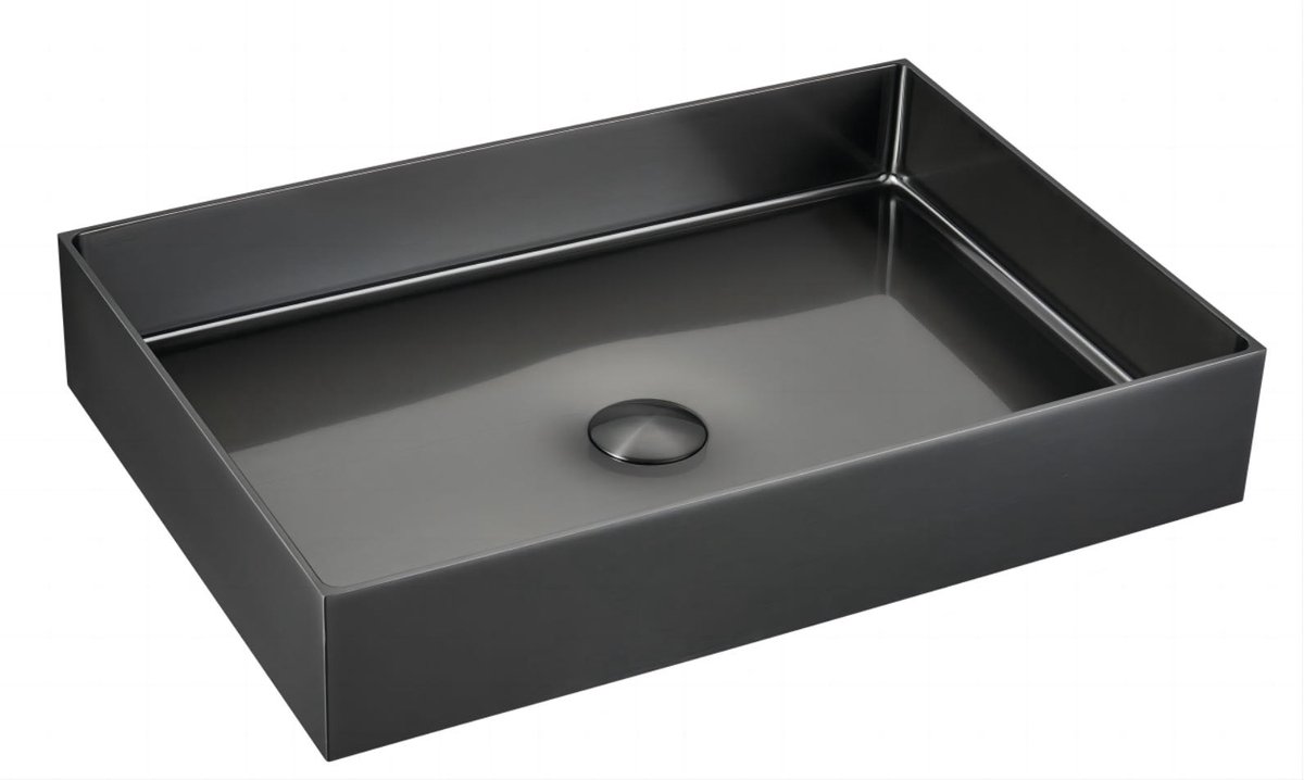 Profielenloods - Opzetkom/waskom met afvoerplug - Gunmetal - Rechthoek