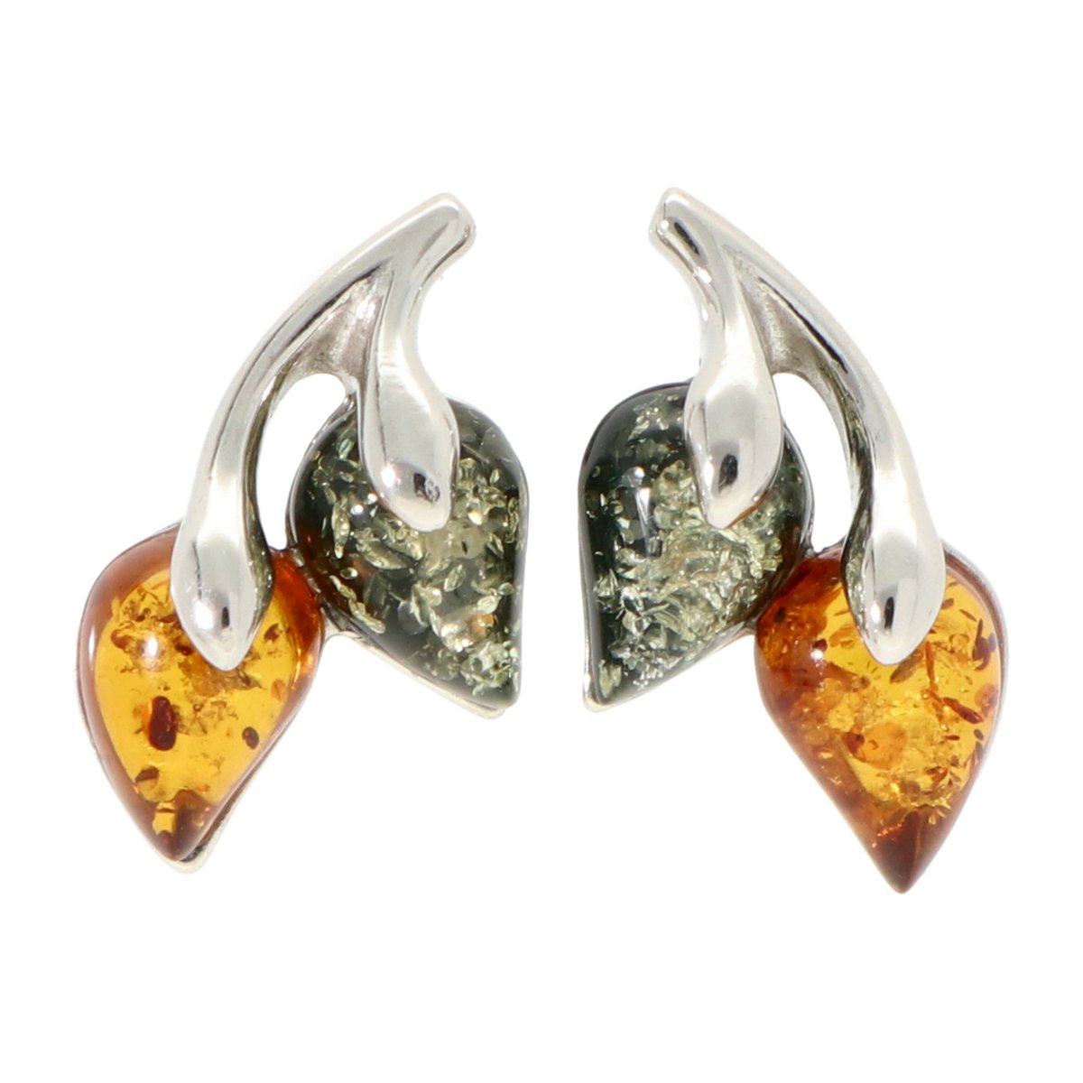 La Rosa Princesa Amber Oorbellen Zilver Dames Gerhodineerd - Barnsteen Leaf Groen Bruin