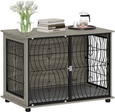 PawHut Hundekäfig für Zuhause, Haustierkäfig, Indoor Hundehütte mit Fenster, Hundebox mit Kissen, Hundehaus für große Hunde, 100 x 60 x 73,5 cm, Grau