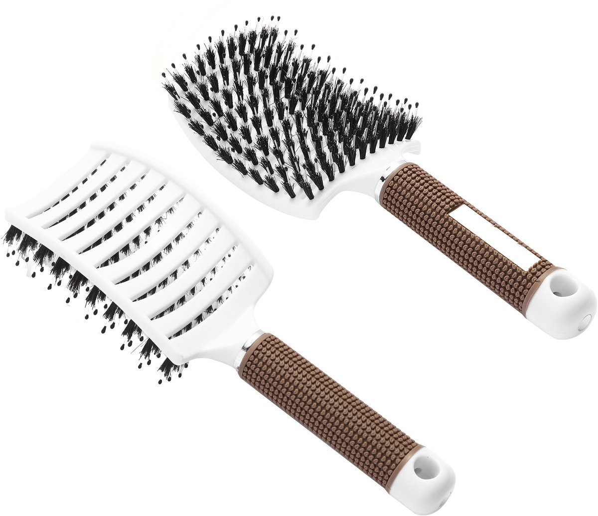 Skynzor - Haarborstel - Detangling Brush - Boar Bristle Brush - Boar Bristle Hair Brush - Slick Back Hair Brush - Wet Brush - Wild Zwijn Haar Borstel - Everzwijnhaar Borstel - Haarborstel Zwijnenhaar - Teasing Comb - Anti Klitborstel
