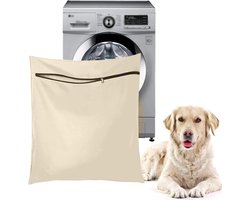 Waszakken voor huisdieren - Waszakken van twill polyester - Grote waszakken met rits - Voorkomt dat waszakken verstopt raken door dierenhaar - wasmachine, 70 x80 cm，waszak voor huisdieren voor honden, katten en konijnen (Khaki)- L