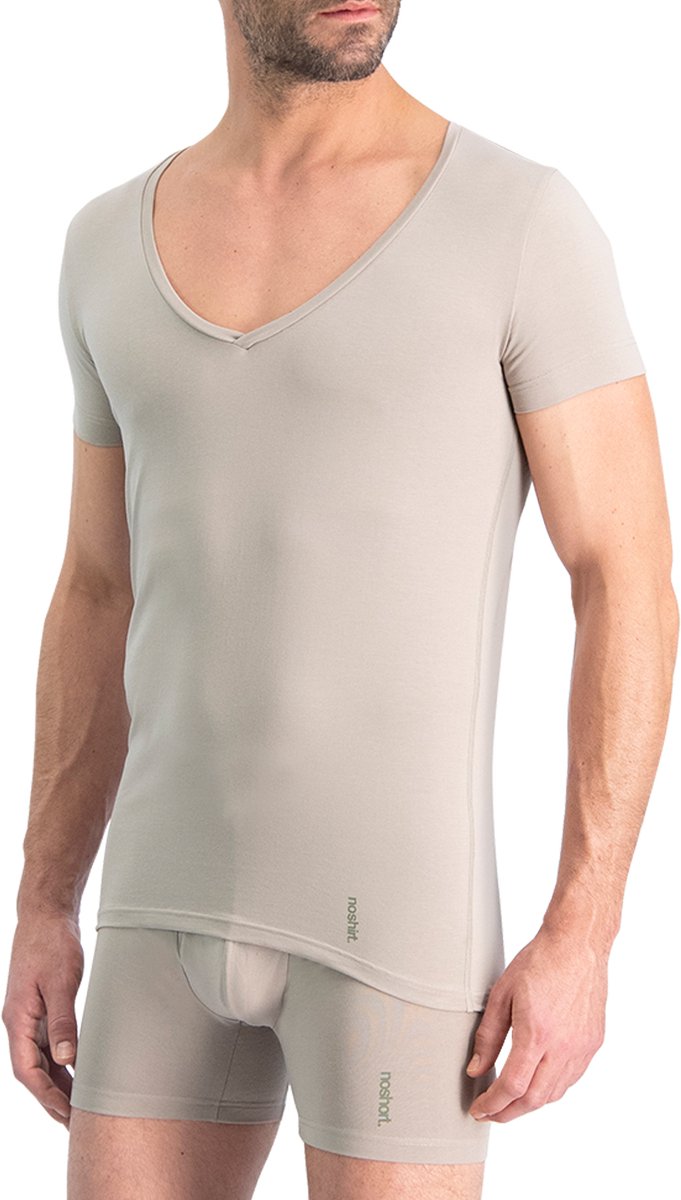 Noshirt Original Cotton - Heren Ondershirt - Reguliere V-Hals - Katoen - Invisible Khaki - XL