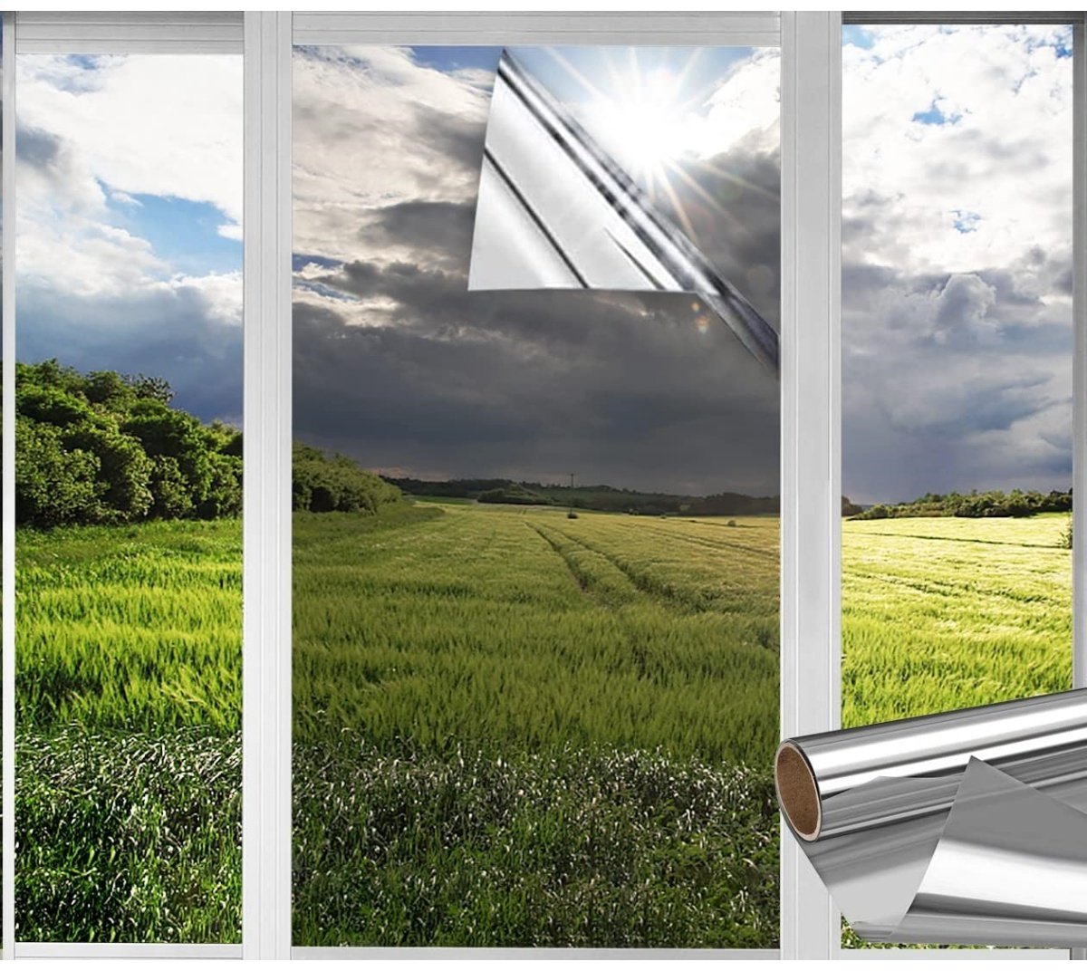 EXCITAT Eenrichtings privacyfolie - Spiegelfolie - Zonwerende folie voor binnen op het raam - Privacybescherming reflecterende temperatuurregeling - Geschikt voor thuiskantoor en winkel - 45*400cm