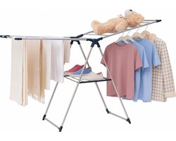 Woning Decor® Wasrek Inklapbaar – Extra Droogrek voor Kleine Was – Opvouwbaar RVS Wasrek – Stevig en Ruimtebesparend – 18m Drooglengte – Binnen & Buiten – Duurzaam