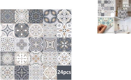 Stickers carrelage premium - Beige - carrelage adhésif - Set de 24 carreaux autocollants - Sanitaire - Toilettes - WC - Salle de bain - Cuisine