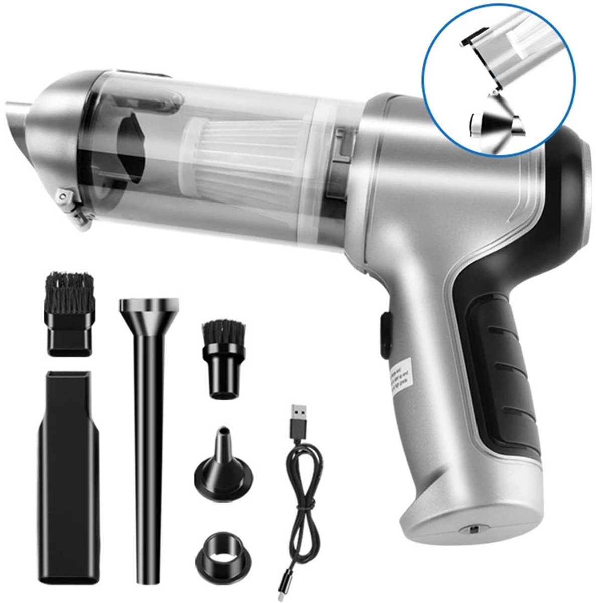 Gloovon Snoerloze Auto Stofzuiger Zilver HEPA Filter - Auto - €25,99