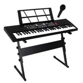 Bol.com PlayOn Keyboard - Piano - Keyboard Piano - Digitale Piano - 61 toetsen - Inclusief keyboardstandaard en microfoon - Zwart aanbieding