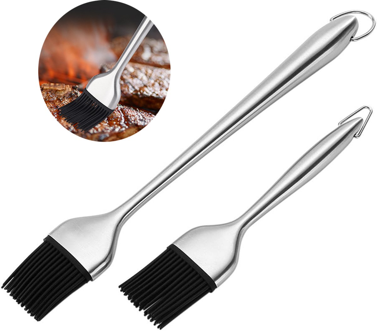 2pack - robuuste - BBQ - bastingborstels - 30 cm en 18 cm - ideaal voor BBQ/ gebak