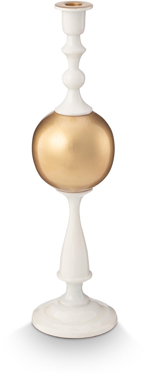 Pip Studio Kandelaar Sphere - Kaarsenhouder van Metaal - Wit/ Goud - 44cm Wit / Goud