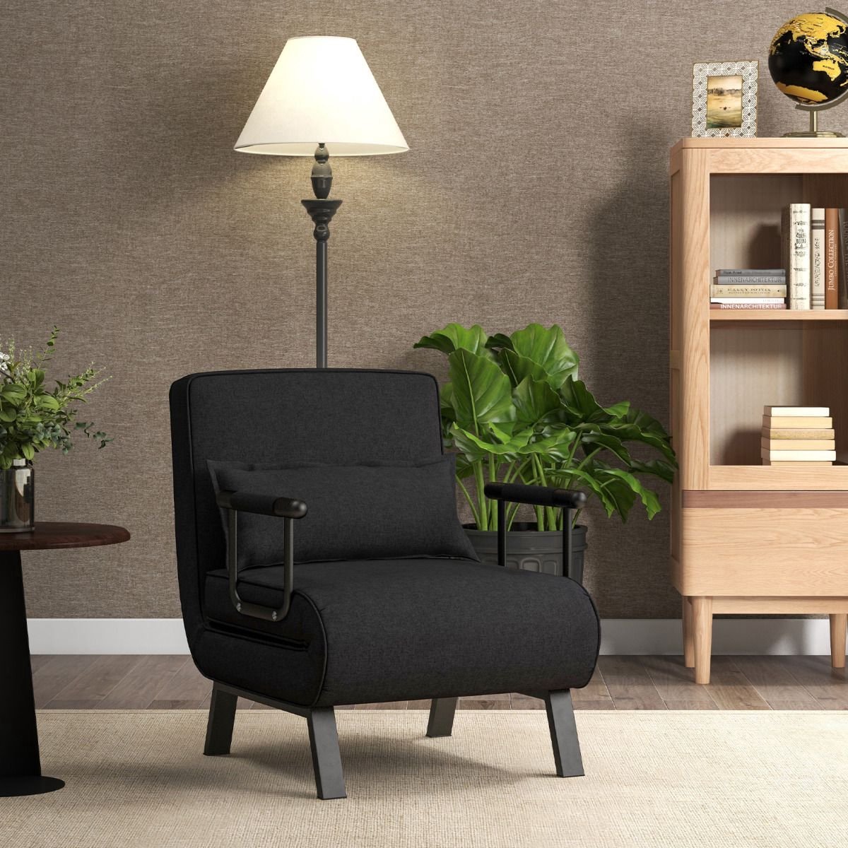 Slaapstoel - Uitklapbaar - Slaapbank - Logeerbed - Zetelbed - Slaapfauteuil - Vouwbed - 1 persoons - Zeer comfortabel - Zwart