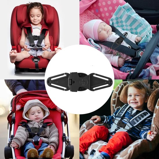2 stuks - autostoel gordelclip - gordelbeschemer - veiligheidssluiting met anti-ontsnappingsmechanisme - verstelbare vaste clip voor autostoel - ABS-materiaal - voor gebruik op autostoelen, kinderwagens, kinderstoelen, schooltassen - zwart — afbeelding 4