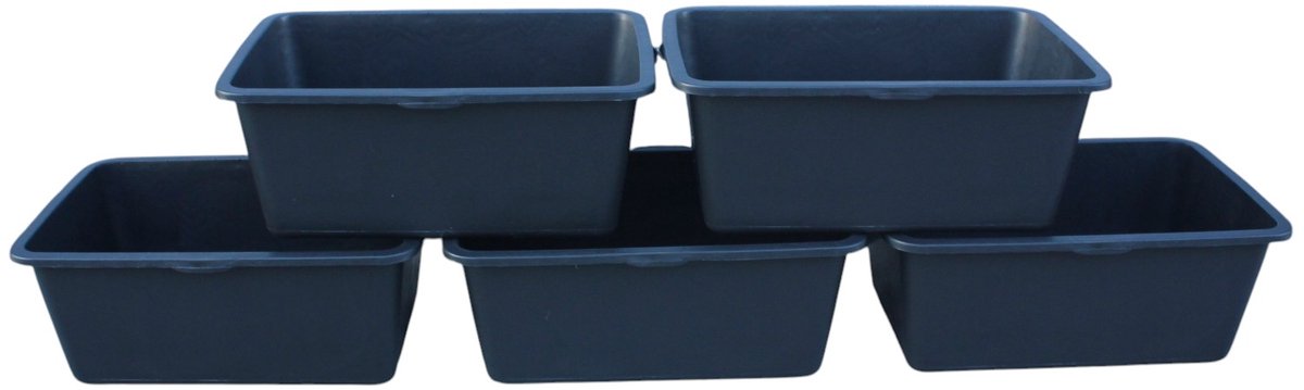 HL Speciebak – Speciebakken – Metselkuip – Kuip – Boomkuip – Set van 5 stuks – 60 Liter – Rechthoekig – Kunststof – Zwart – L 70 x B 40 x H 30 c