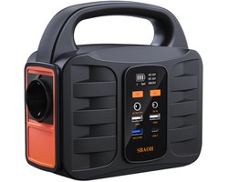 Nood powerstation - Draagbaar - Generator - Compatibel met zonnepaneel - 200W - 27000 mAh - 220V/99W AC outlet - Lcd display - Noodverlichting - Sos modus - Zwart oranje -