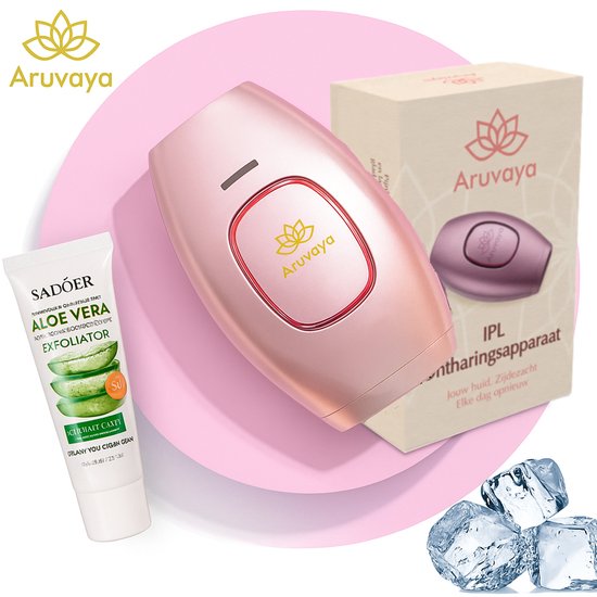 Productafbeelding Aruvaya Luxe IPL Laser Ontharingsapparaat - Ontharingsapparaat - 999.999 Flitsen - 5 Standen - IPL Ontharing Apparaat - Pijnloos - Voor Permanente Ontharing - Epileerapparaat - Dames & Heren - Inclusief Beschermbril, Scheermes en Aloë Vera - Beste ipl ontharingsapparaten keuze
